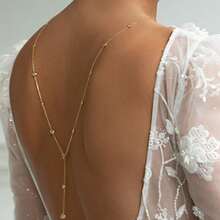 1 Stück Rückenkette mit Glitzer, elegantes Braut-Hochzeitsschmuck-Accessoire mit Kristallen - Gold - Übersicht 2