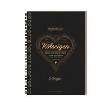 1pc Cologne Spiral Notebook, Black & Gold Color Scheme Showcases Elegance, Heart Pattern And German Text Add Unique Charm. 100 Pages High Capacity, Suitable For Work Records, Study Notes, Diary Writing, Also An Excellent Graduation Or Birthday Gift. - B - View 2