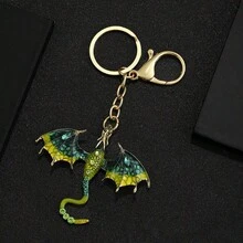 1pc Gothic Dragon Enamel Keychain, Alloy With Sparkling Rhinestone, Multi-Color Bag Charm, Cool Graduation Gift For Backpack - Multicolor - View 5