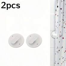 2/4/5/6Pcs Drill-Free Shower Curtain Windproof Fixing Clips, Bathroom Shower Curtain Anti-Leakage Edge Anti-Slip Fixer, Strong Adhesive Curtain Fixing Buckle - White - View 16