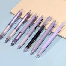 7pcs/Set ST Retractable Ballpoint Pens, Assorted Colors, Quick-Drying Ink, Suitable For Students And Office Use - Lilac Purple - View 4