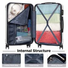 YONSLY 16 Inch Suitcase With Detachable Wheels 360° Combination Lock Double Zipper Soft Rubber Handle Trolley Travel Suitcase For Vacation - 銀色 - 查看 7