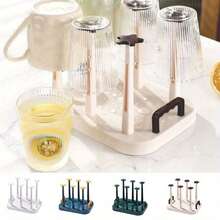 1pc Space-Saving Plastic Cup Drying Rack, Bar Accessory, Coffee Cup, Cup Drying Rack, Large Capacity Dust-Proof Inverted Cup Holder, Suitable For Countertop, Fits Glass And Plastic Cups, Cup Drying Solution | Modern Cup Rack | Inverted Design - Multicolor - View 3