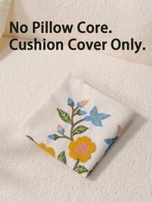 1pc Modern Minimalist Floral Leaf Embroidery Throw Pillow Cover, Spring/Summer Flower Embroidered Decorative Pillowcase, Suitable For Indoor Decor, All-Season Use, Pillow Insert Not Included - Multicolor - View 3