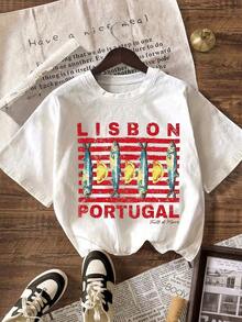 Women's Summer Casual T-Shirt, Lemons And Salted Fish Design, WhiteTee - White - View 1
