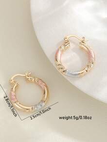 1 Pair Fashionable Colorful Round Earrings, Creative Versatile Earrings Gift For Women - Gold - View 9