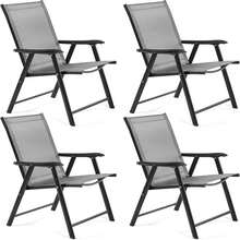 Patio Dining Chairs Set Of 4 With Armrests, Outdoor Folding Metal Frame And Backrest For - A - View 1
