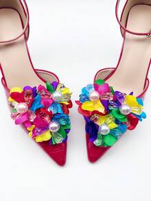 2 piezas Nuevos elegantes clips para zapatos con detalles de cristales de colores desmontables - Perfectos para bodas, fiestas nupciales y tacones altos - Multicolor - Ver 6