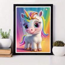 5D DIY 彩虹獨角獸鑽石畫套裝 - 全鑽水鑽藝術，可愛卡哇伊幻想手工藝品，適合成人與女孩，無框家居牆面育嬰室裝飾與閃亮禮物 [30x40cm/11.8x15.7in]，閃亮套裝 - 查看 3