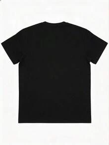 Casual And Versatile Short-Sleeved T-Shirt With English Slogan Print For Plus-Size Men - Black - View 4