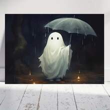 1 pieza de arte de pared Art Deco en lienzo de madera sin marco - Póster de Fantasma en la Lluvia de 76.2x50.8 cm, Superficie de tela reutilizable, Decoración de pared rectangular para dormitorio, sala de estar, oficina, cafetería, bar, dormitorio, pasillo - Regalo único para cumpleaños, fiestas, Día de San Valentín, Año Nuevo - Enmarcado - Ver 1
