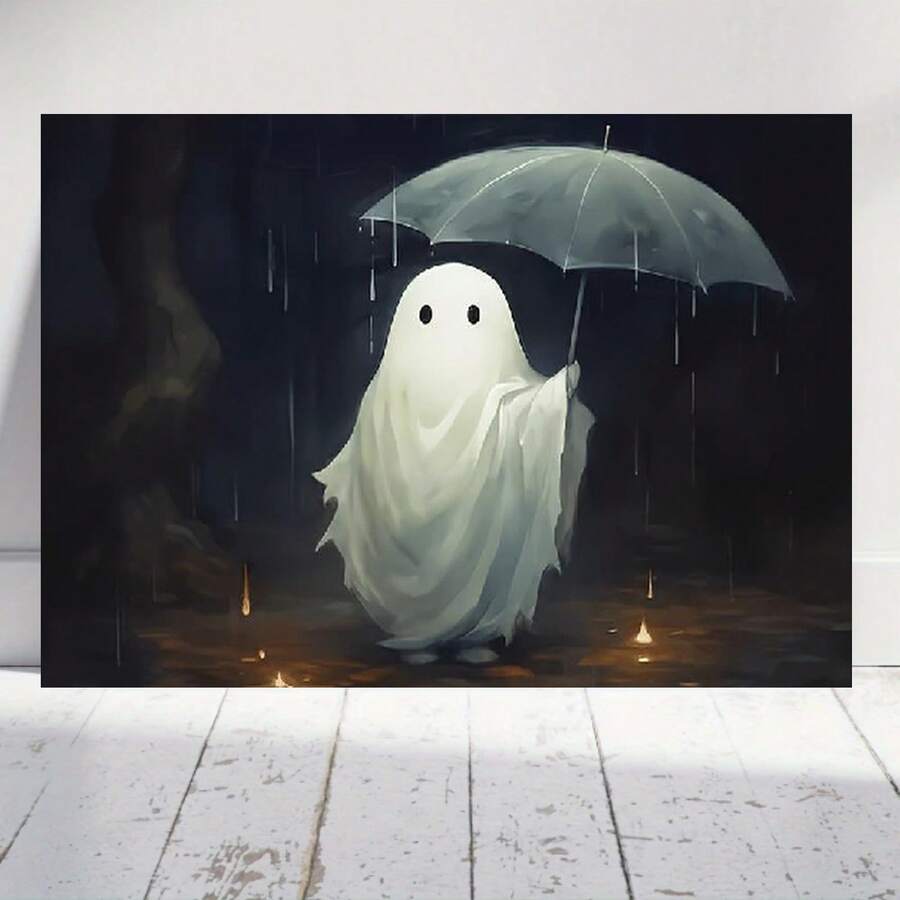 1 pieza de arte de pared Art Deco en lienzo de madera sin marco - Póster de Fantasma en la Lluvia de 76.2x50.8 cm, Superficie de tela reutilizable, Decoración de pared rectangular para dormitorio, sala de estar, oficina, cafetería, bar, dormitorio, pasillo - Regalo único para cumpleaños, fiestas, Día de San Valentín, Año Nuevo - Enmarcado - Ver 1