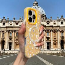 Phone Case - Animal-Themed Mobile Phone Case with a Minimalist Macaron Color And Jelly-Like Texture, Featuring a Two-In-One Magnetic Wireless Charger. Perfect for Halloween, New Year, Christmas, And Easter Gifts for Family And Friends - Amarillo - Ver 8