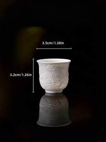 羊脂玉白瓷浮雕茶杯，清明江景卷，立体质感，哑光表面，手工烧制，半透明，中国收藏级功夫茶具，适用于商务茶室、办公室接待处，也可作咖啡杯、奶杯、酒杯使用，精美礼品 - 彩色 - 查看 10