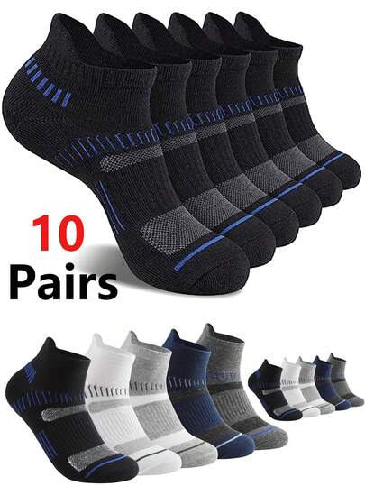 10 Pairs Men Sports Ankle Socks Sweat Absorbing Breathable Comfortable Very Suitable Basketball Running Outdoor Leisure Socks
