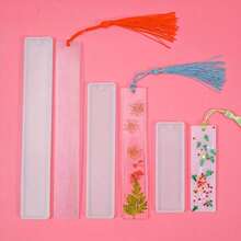 5pcs DIY Resin Bookmark Mold Kit, Includes 20pcs Random Color Tassels - Silicone Epoxy Resin Casting Mold, Can Make Rabbit, Cat, Feather And Rectangle Shapes - Great For Handmade Crafts - Apricot - View 11
