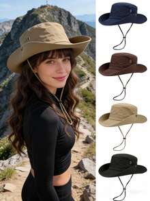 Outdoor Sun Hat, Wide Brim Breathable Hiking Hat, Unisex UV Protection Sun Hat, Couple Sun Protection Hat - Multicolor - View 3