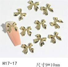 Maigitur 60pcs 3D Metal Bow Nail Charms - Alloy, Crystal - Gold, Gray, Silver - 6 Styles, 10pcs Each - Nail Art Decoration - ColorG - 查看 2