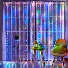 LED 窗簾燈串,8 種照明模式模擬星空閃爍 - AA 電池供電。適用於情人節、萬聖節、聖誕節節日燈光裝飾花環,居家臥室花園庭院舞台背景裝飾懸掛燈串,生日婚禮派對慶祝裝飾仙女燈串 - AA電池盒窗簾燈 - 查看 28