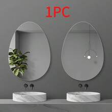 1 pieza Espejo de pared de acrílico transparente sin marco en forma de pera de alta definición para decoración de baño, adecuado para el hogar, habitación de niños, jardín de infancia, restaurante temático y baño - Plateado - Ver 8