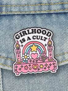 1pc "GIRLHOOD IS A CULT" Enamel Brooch, Cute Pink Heart Altar Badge, Fashion Clothing & Backpack Accessory, Best Gift For Friends - Multicolor - View 4