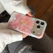 Fashionable Creative Gold-Plated Star & Lily Flower Phone Case For IPhone 17 Pro Max, 16 Pro Max, Cute For Girls, Suitable For IPhone 15 Pro, 14, 13, Protective Cover, Birthday/Holiday Gift - Pink - View 4