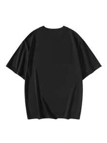 Camiseta de Hombre con Estampado de Silueta de Padre e Hija, Manga Corta, Cuello Redondo, Casual, Adecuada para Verano y Primavera, Ropa de Verano para Hombre para Actividades al Aire Libre - Negro - Ver 3