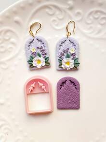 Framework With Foliage Cutting Mold Earring Making Tool, DIY Handmade Jewelry Miniature Cutter, Ceramic Mold, Minimalist Embossing Tool, High Precision Polymer Clay Or Modeling Clay Mold - Frame - View 3