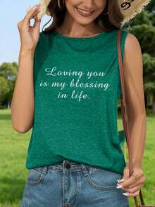 Débardeur personnalisé pour femmes, gilet vert pour femmes, tenue d'été, tenue de vacances, vêtements décontractés personnalisés, style basique, Sweat-shirt-shirt de sport pour femmes - Vert - Voir 3