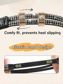 QKC 2pcs Elegant Rhinestone No-Tie High Heel Shoe Laces - Multicolor, Non-Slip Elastic Ties - Black - View 6