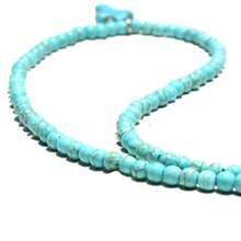 Collar de turquesa verde natural para mujer, collar de cadena con abalorio de turquesa bohemio, delicado colgante de cruz pequeña, joyería de verano para la playa - Rosa Rojo - Ver 7