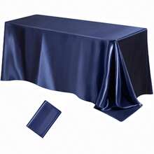 1pc Rectangular Satin Tablecloth, Large Size Tablecloth, Available In Multiple Sizes, Smooth Rectangular Fabric Decorative Tablecloth, Suitable For Ceremony, Wedding, Holiday, Party Dining Table Decor (Navy Blue) - Navy Blue - View 23