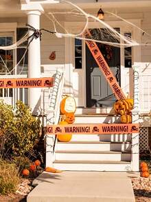 4pcs-Halloween Warning Tape, Venue Decoration Fence Tape, Skeleton Warning Tape Decoration, Outdoor Party Skeleton Tape, Indoor Zombie Halloween Party Decoration, Event And Party Supplies, Party Decoration, Halloween Decoration, Haunted House Decoration, Skeleton Decoration - Multicolor - View 6