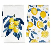 2pcs Kitchen Towels, Modern Kitchen Supplies Blue Plaid Lemon Pattern Super Soft Microfiber Kitchen Towels, 40*60cm/15.7*23.6in Towels, Single-Sided Printed, Kitchen Dish Cloths, Suitable For Restaurant Kitchen Bathroom Decor, Holiday Gift - Multicolor - View 17