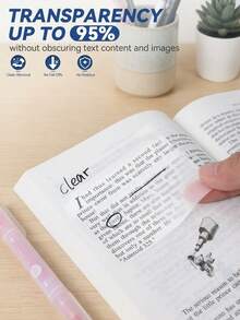 3pcs Elegant Pearl Transparent Memo Pads, 150 Reusable Transparent Notes, Suitable For Book Annotation, School Supplies, And Cute Desktop Decor - Satu-Ukuran - View 8