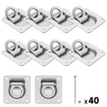8 Pack Heavy Duty 800KG Stainless Steel Recessed D Ring Tie Down Anchors Flush Mount Cargo Securing Rings Durable Fixing Points For Truck Trailer RV Boat Cargo Loading Transportation - A - View 1