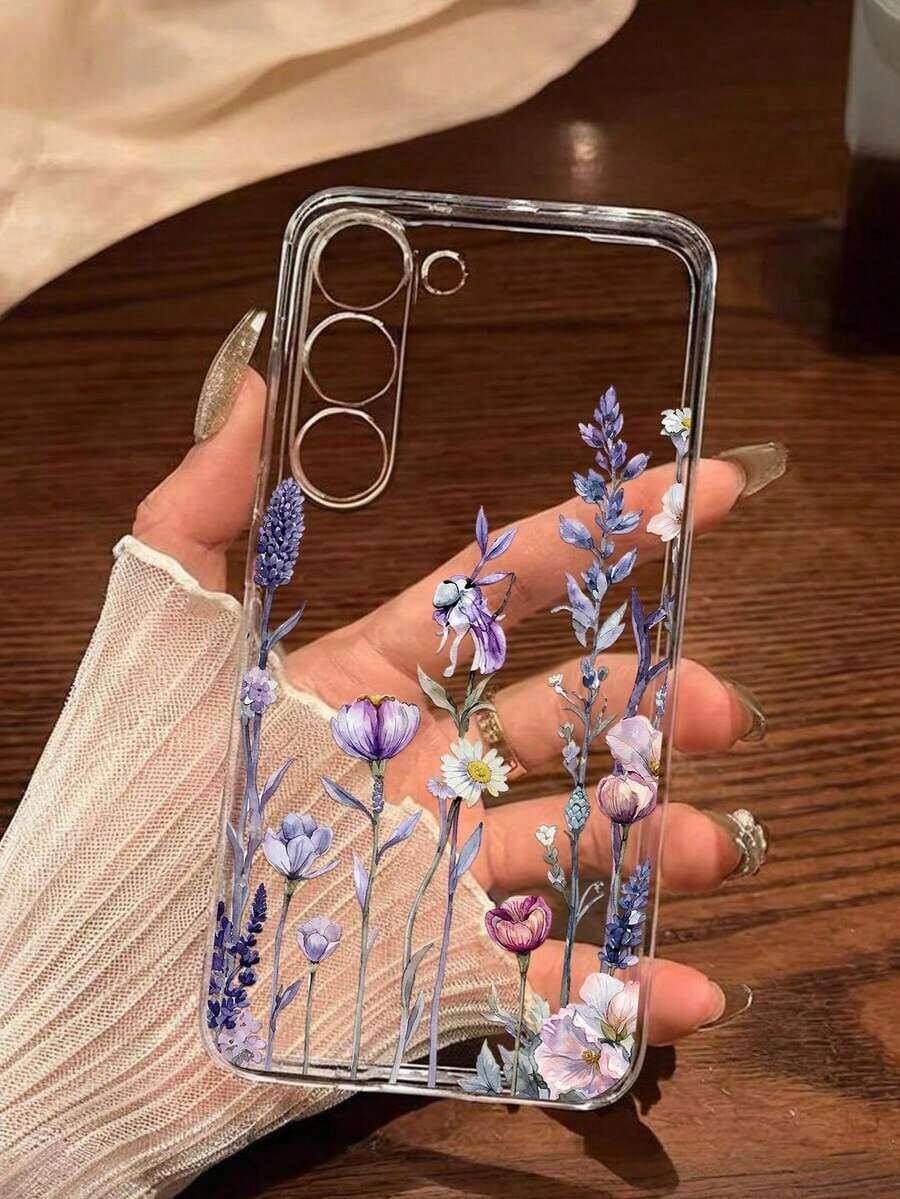 1 Piece Soft Romantic Fashion Floral Print Phone Case Compatible With Huawei Honor, Galaxy A04e/12/A13/A14/A34/A50/A52/A53/A54/S21/S22/S23/S24/S25/S25Ultra/S25FE/S26/S26 PLUS/S26 ULTRA/S26 EDGE, 6A/7A/8A, 12T/13T/15T/15T Pro - 透明 9 - 查看 1