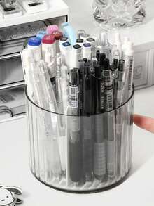 1pc Large Capacity Transparent Rotating Pen Holder, Desktop Stationery Storage Box, Rotating Storage Box, Desktop Storage Rack, Large Capacity Office Supplies Storage Box, Pen Holder, Workstation Accountant Manual/Folder. Suitable For Storing Office Supplies, Learning Supplies, Desktop Accessories, Etc., Is A Must-Have For The Back-To-School Season, And Also Essential For Students And Teachers. - A - View 7