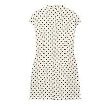 Vestido de lunares de moda para mujer, elegante vestido corto ajustado con cordones y manga corta, vestido informal de verano para mujer, vestido de vacaciones para la playa - Punto blanco - Ver 2