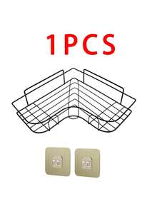 2 piezas Estante de baño triangular negro, estantería de almacenamiento de esquina montada en la pared, accesorios de baño, almacenamiento de baño, estante colgante autoadhesivo de uso múltiple para baño, cocina, cosméticos - Multicolor - Ver 11