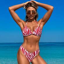 New 2026 Swimsuits For Adult Women, Three-Piece Hot Spring Bathing Suit, Bikini Bathing Suit. - 紅條比基尼 - 查看 12