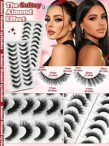 MAANGE 20 Pairs Fox Fairy Clear Band False Eyelashes, 2 Styles Long Curly Cat Eye Fluffy Strip Lashes, Lightweight Invisible Eyelash Band, Soft Faux Mink Lashes, Natural Dense Growth, Almond Eye Charming Eyelashes, Suitable For Women Travel, Party, Work Use - Black - View 4