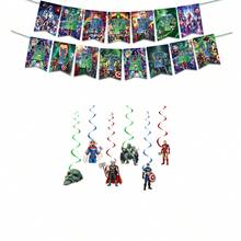 Marvel 1 bộ trang trí tiệc siêu anh hùng Avengers, đầy đủ phụ kiện theo chủ đề với băng rôn "HAPPY BIRTHDAY", khăn trải bàn, đĩa, bóng bay, hình cắt & dụng cụ ăn uống, có hình Iron Man, Captain America, Hulk & nhiều nhân vật khác, bền & tái sử dụng được, hoàn hảo cho các buổi lễ theo chủ đề - Nhiều màu - Xem 2