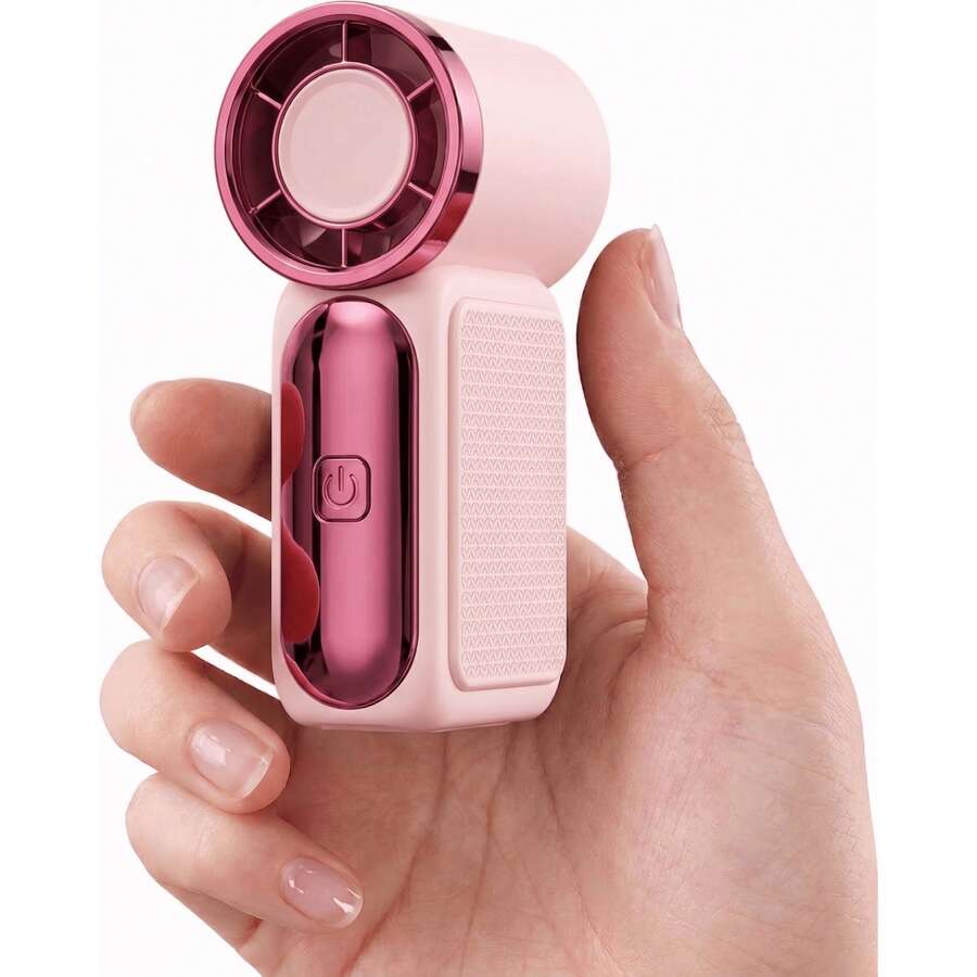 GMOX-5000mAh Portable Handheld Fan, 5 Speeds Cooling, 3-In-1 Personal Fan (Hand/Neck/Desk), 12H Long Lasting Rechargeable Small Fan Travel & Beach, Lightweight 0.6lb - 迷你粉紅色 - 查看 1