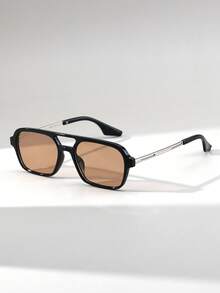 1 Pair Unisex Small Frame Glasses, Retro Metal Temples, High-End Fashionable Quality Eyewear - Multicolor - View 9