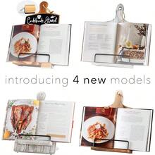 Premium Cook Book Stand. Farmhouse Cutting Board Stand Cookbook Holder, Recipe Book Holder. Distressed Cookbook Stand For Kitchen Counter. Rustic Home Decor, Adjustable Display Stand. - Blanco - Diseño de tabla de cortar - Ver 5