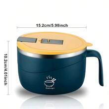 This Portable Ramen Bowl With Lid Is Made Of 304 Stainless Steel And Is Also An Insulated Soup Cup. It's Suitable For Ramen, Soup, Oatmeal, Etc., And Comes With A Handle, Making It Perfect For Office, Dormitory, And Travel Use. - 均碼 - 查看 8
