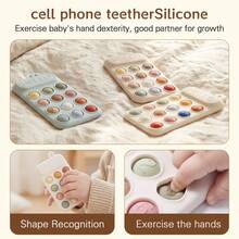 Baby Silicone Phone Teether, Dopamine Colorful Series, Multiple Colors To Attract Baby's Attention, Chewable, Relieve Teething Discomfort, Multi-Functional Press And Stress Relief Toy - Multicolor - View 6