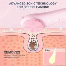 [Mosnami] Cleansing Brush, Rechargeable Silicone Face Scrubber With Nose Brush & Lanyard, Vibrating And Heating Cleansing Massager, Deep Cleansing Waterproof Face Brush Men And Women - 綠色 - 查看 8
