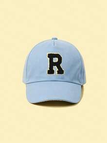 1pc Children's Customizable 26 Letter Embroidered Blue Baseball Cap, Unisex Baby Sun Hat, Suitable For Outdoor Activities And Daily Wear, Sun Protection - Blue - View 4